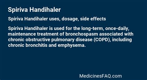 Spiriva Handihaler: Uses, Dosage, Side Effects, Food Interaction & FAQ