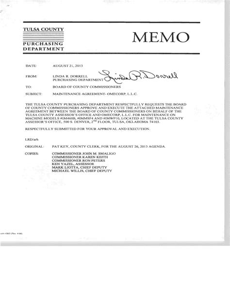 Fillable Online Tulsacounty Tulsa County Memo Tulsacounty Fax Email