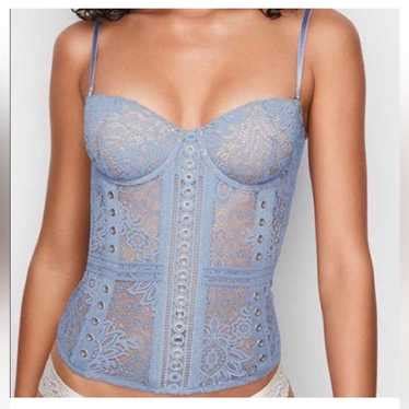 Victoria S Secret Bustier Corset Lingerie Blue Gem