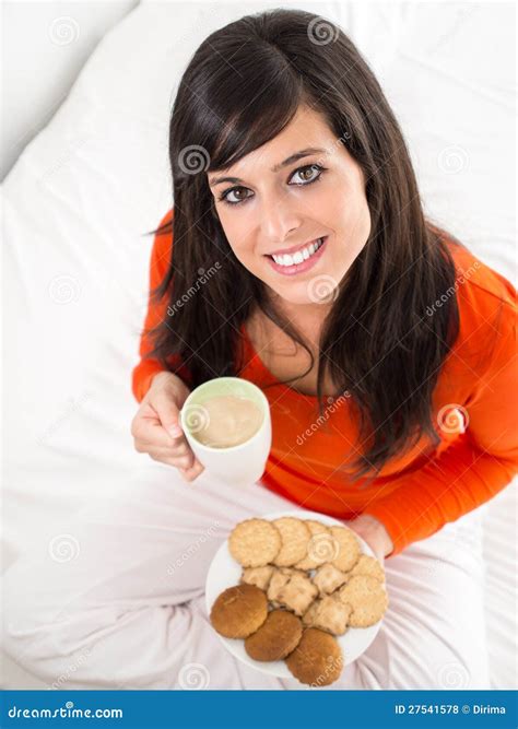 Hot Breakfast In Bed Stock Photo Image Of Cafe Morning 27541578