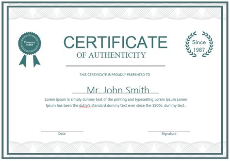 Sample Certificate Printable Certificate Of Authenticity Intended For