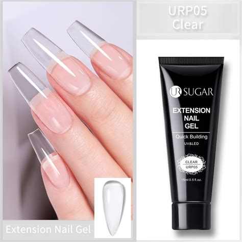 UR SUGAR Nude Pink Silver Glitter Extension Gel Nail Polish Colors Acrylic Finger Quick