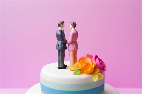 Wedding Cake Topper With Two Grooms Figurines Of A Gay Couple Gay Marriage Concept Samesex Gay