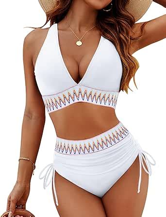 Amazon Blooming Jelly Women High Waisted Bikini Tummy Control Swimsuit Two Piece Drawstring