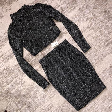 NUDE Dresses Sparkle Crop Top Skirt Matching Set Small Poshmark