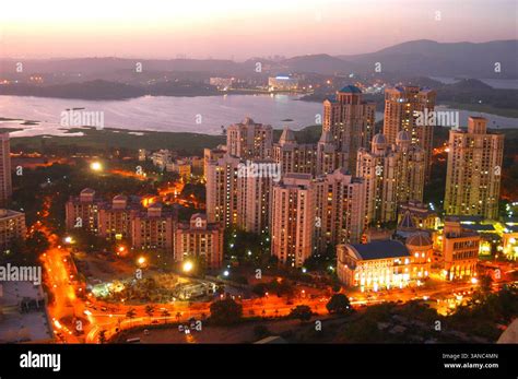 aerial view  aerial twilight view  hiranandani complex  powai