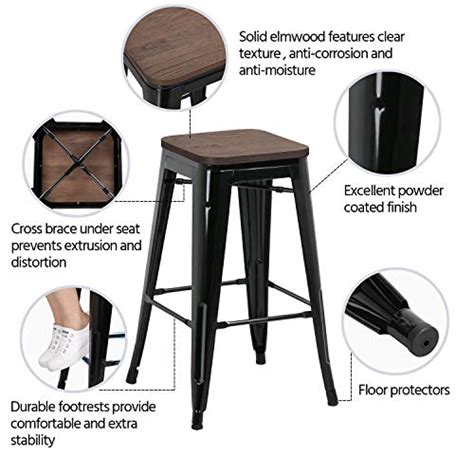 Yaheetech Inch Barstools Set Of Counter Height Metal Bar Stools