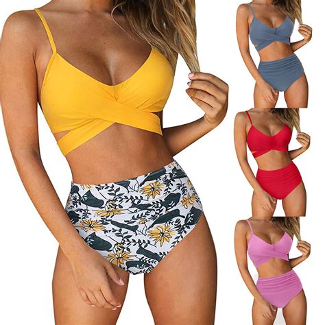 Jacenvly Plus Size Bikini Swimsuits For Women Clearance Breathable Women Solid Printed