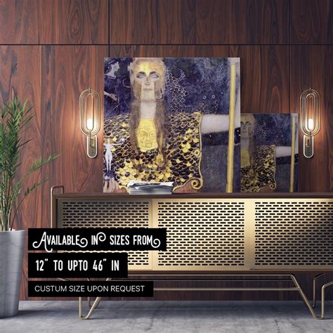 gustav klimt pallas athena canvas wall art golden symbolic