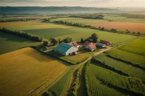 Premium Ai Image Stunning Aerial View Of Green Fields And Farmlands