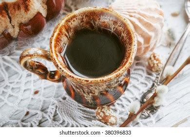 Cups Coffee Decorated By Pussy Willow Stock Photo Shutterstock