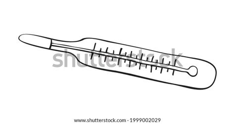 Vector Outline Mercury Thermometer Doodle Style Stock Vector Royalty