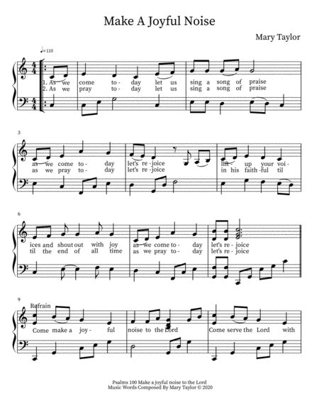 Make A Joyful Noise Easy Piano Digital Sheet Music Sheet Music Plus