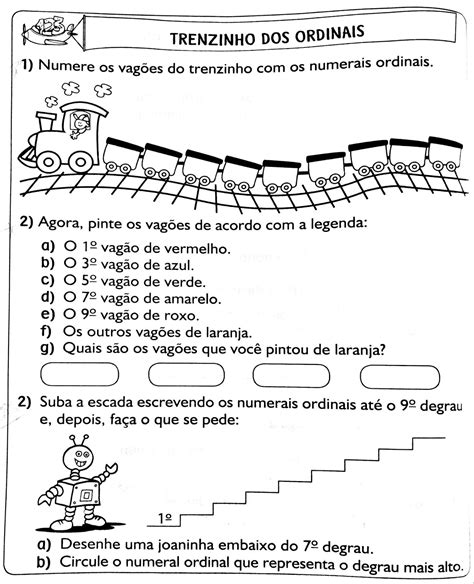 Numerais Ordinais 1 Ano - Atividade Numeros Ordinais 1 Ano - NAZAEDU
