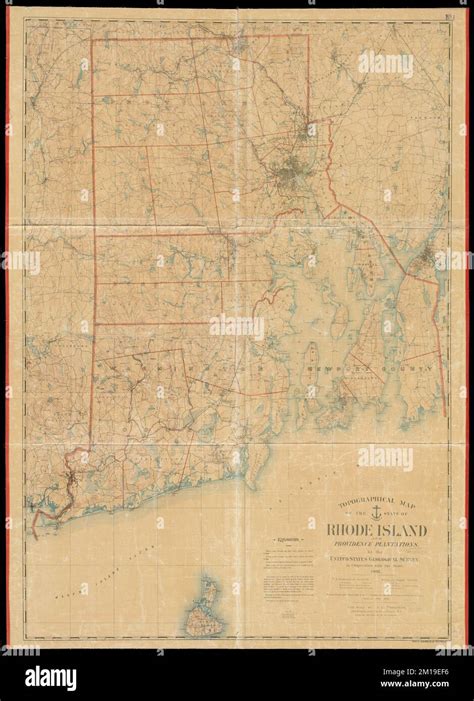 Topographical Map Of The State Of Rhode Island And Providence Plantations Rhode Island Maps