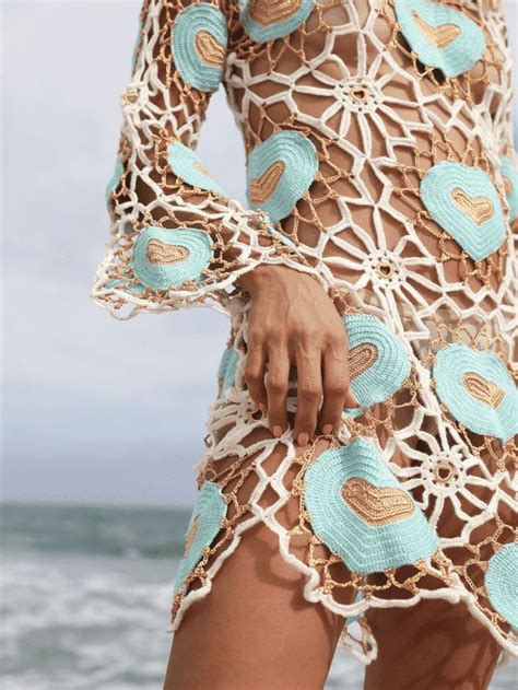Ada Crochet Mini Dress, Long sleeved Hand Knit Cover-up Dress, Elegant ...