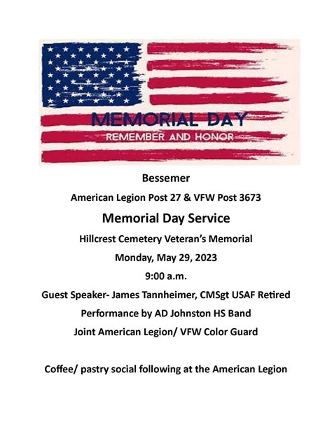Bessemer Memorial Day Service Felivelife Gogebic Iron Range Event