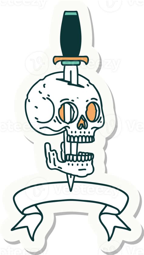 Tattoo Style Sticker With Banner Of A Skull 44913908 Png