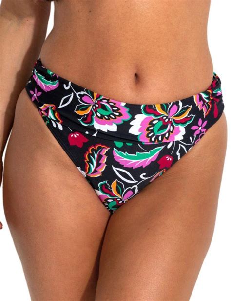 Pour Moi Sunshine Fold Over Bikini Brief Black Multi Belle Lingerie
