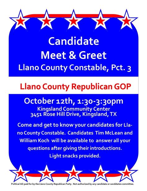 Candidate Meet Greet Llano County Gop