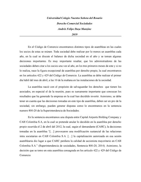 Ensayo Sobre Sentencia De La Superintendecia De Sociedades