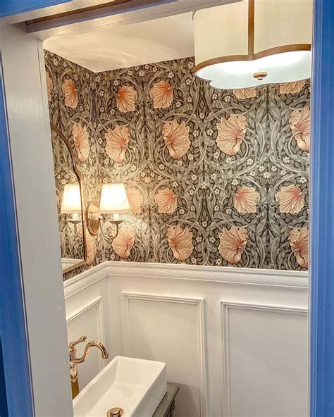 Wainscoting Bathroom With Floral Wallpaper Soul Lane