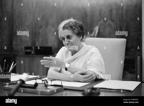 Indira Gandhi Prime Minister Of India Photographed In Her Office In