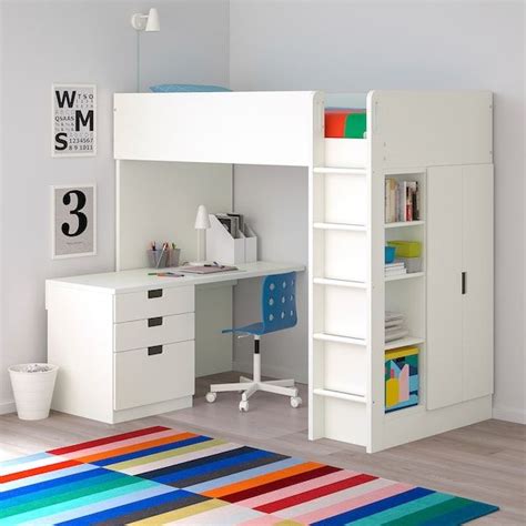 STUVA STUVA MÅLAD Loft bed combo w 3 drawers 2 doors white white