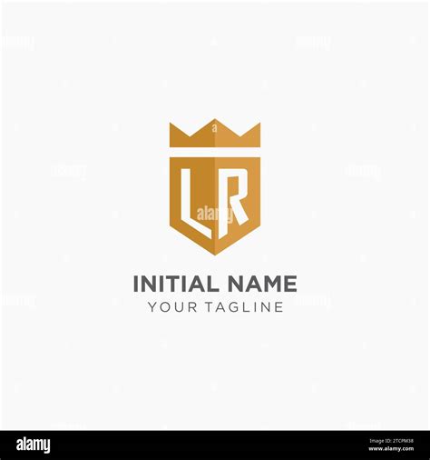 Monogram Lr Logo With Geometric Shield And Crown Luxury Elegant