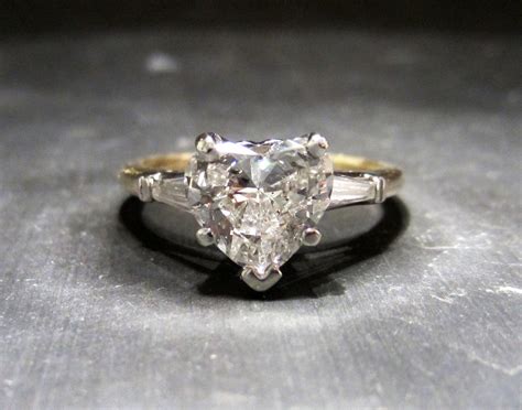 SOLD--Vintage Heart-Shaped Diamond 1.27ct Engagement Ring 14k c. 1980 – Bavier Brook Antique Jewelry