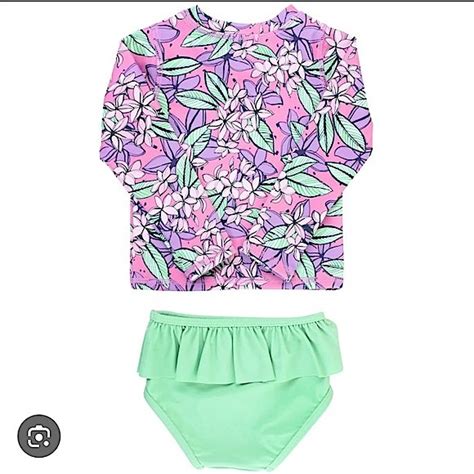 Ruffle Butts Swim Rufflebutts Baby Girls Rash Guard Piece Swimsuit Long Sleeve Bikini Upf