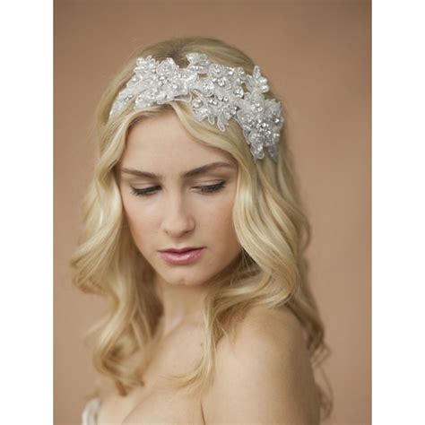 Wedding Headband With Sculptured Lace Bella Bridal Lace Bridal Headband Rhinestone Bridal