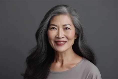 Premium AI Image Mature Asian Woman Studio Female Health Generate Ai