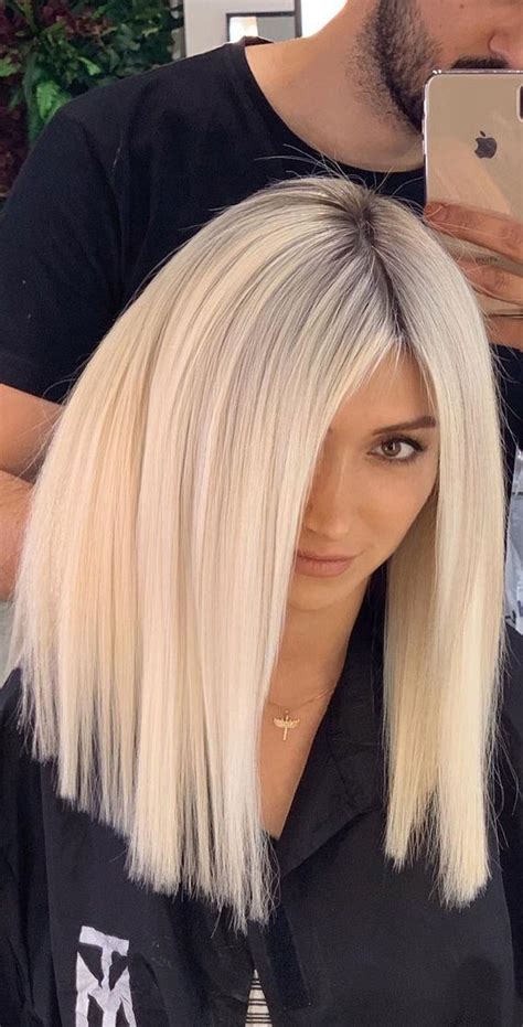 Best Blonde For Medium Length Haircuts Pastel Blonde Sleek Lob I