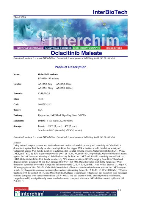 Oclacitinib Maleate Oclacitinib Maleate Is a Novel JAK Inhibitor - DocsLib