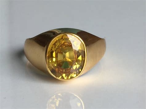 Aaa Quality Natural Yellow Sapphire Men Ring In 18k Hallmarked Etsy