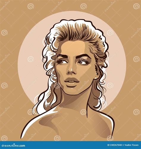 Bel Ritratto Femminile Stile Cartone Animato Disegno A Mano Digitale Illustrazione