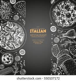 Italian Cuisine Top View Frame Set Stock Vector Royalty Free