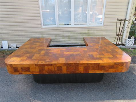 Magnificent Burl Cityscape Wraparound Executive Desk By Paul Evans