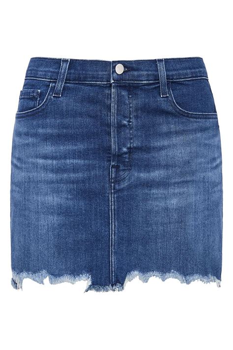 J Brand Frayed Denim Mini Skirt Enny Monaco