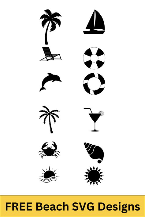 Beach Svgs Free Printables Stencils Silhouette