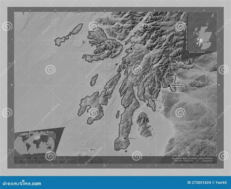 Argyll And Bute Scotland Great Britain Grayscale Labelled P Stock