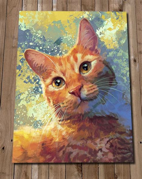 Ginger Cat Art Print Orange Tabby Art Independent Artist Pet Portrait ...