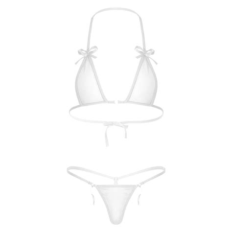 Women Micro G String Bikini Set Bra Thong Lace Up Lingerie Underwear Swimwear EBay