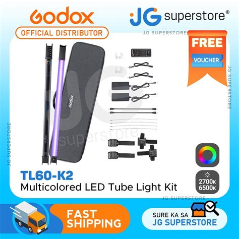 Godox TL60-K2 Multicolored LED Tube RGB Two Light Kit with App Support ...