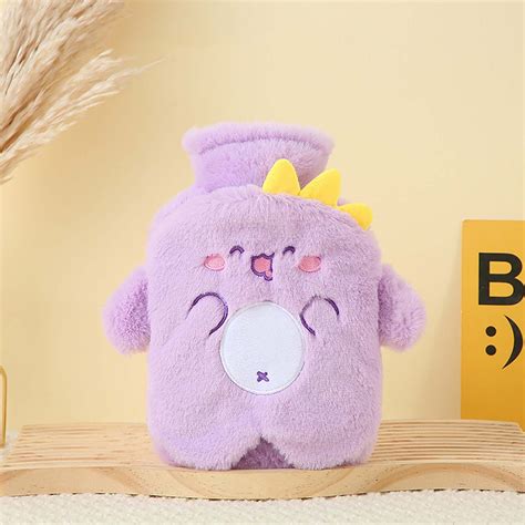 COM1950s Hot Bottle Water Bag Plush Hot Water Bag Explosion Proof Water Injection Bag Portable