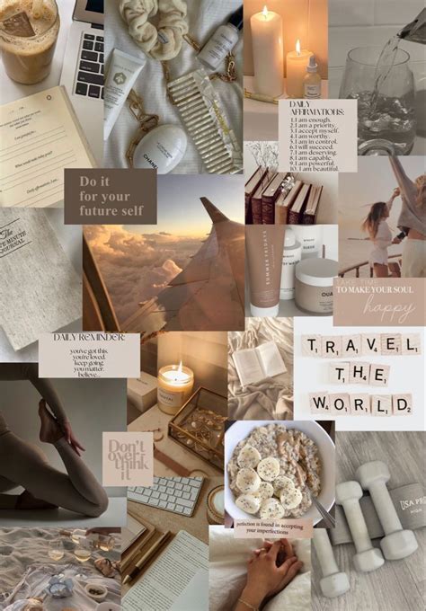 Neutral Vision Board Wallpaper
