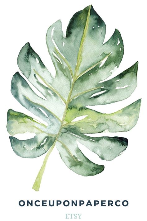 Impression De Plante De Feuille Daquarelle Impression Etsy France