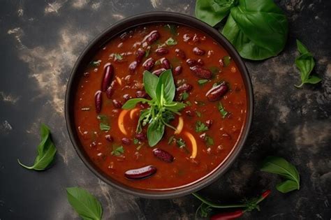 Premium AI Image | Chili Soup with Red Beans Bean Minestrone Vegetarian ...