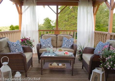 Our Summer Covered Porch Makeover Outdoor Curtain Rods Used